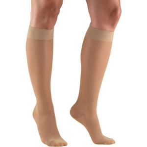 Truform Sheer Compression Stockings, 15-20 mmHg, Women's Knee High Length, 20 Denier, Light Beige, X-Large (X-Large (1 Pair))