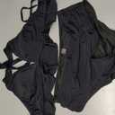Edelqual Women High Waisted Bikini Sets Two Piece Swimsuit Ruffle Tummy Control Halter V Neck Bathing Suit 2026 Summer (Black, XL)