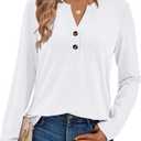 Women's Long Sleeve Shirts 2026 Spring Fashion Dressy Casual Tops Trendy Henley Blouses Cute Work Outfits Clothes Size S