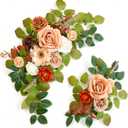 Wedding Decor (Pack of 2) Welcome Sign Flower Backdrop Garland for Ceremony Reception Wall Easel Home Decoration Entryway Faux Outdoor Board Head Table Decor (Orange & Terracotta)