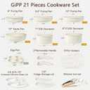 GiPP Ceramic Pots and Pans Set Non Stick, Nonstick Detachable Handle Cookware Sets, Healthy Non Toxic PFAS PFOA & PTFE Free, Dishwasher Oven Safe, Induction Kitchen Pot and Pan, 21 Piece Cream, 21PCS-Standard