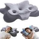 Piercing Pillow for Side Sleepers, Memory Foam Ear Hole Pillow for Ear Pain Relief & CNH, Cervical Neck Support Pillow, Ergonomic Butterfly Design with Cooling Cover