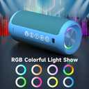 Ortizan Portable Bluetooth Speakers, IPX7 Waterproof Wireless Speaker with 24W Loud Stereo Sound, Outdoor Speaker with Bluetooth 5.3, Deep Bass, RGB Lights, Dual Pairing, 30H Playtime for Home