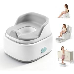 lalalark 3-in-1 Toddler Potty Training Toilet, Baby Potty Training Seat & Step Stool with Seamless TPE Seat, Extended Splash Guard, Easy-Clean Non-Absorbent Chair Toilet Trainer for Home Travels