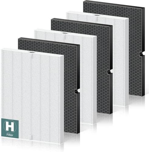 PETOX 116130 Replacement Filter H for Winix 5500-2 AM80 Plasmawave Air Purifier, High Efficiency Filter and Activated Carbon Filter Combo Pack, 3 Set