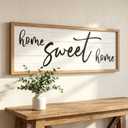 Home Sweet Home Sign Wall Decor 40''×15'' Large Framed Wood Wall Art Sign, Rustic Farmhouse Wall Decor for Living Room Entryway Bedroom Home Decoration Gift (White)