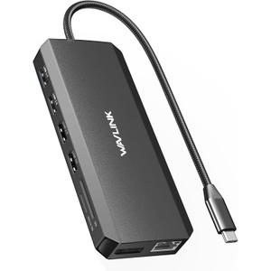 WAVLINK USB C Docking Station - Dual Monitor, Triple Display, 2 HDMI, DisplayPort, PD Charging, Ethernet, 5 USB, SD/TF Card Reader, Audio for MacBook, Dell, HP, Lenovo, Surface - Black