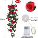 RECUTMS 2PCS Artificial Hanging Rose Fake Flowers Garland with Lights | 37in,Silk Floral Ivy Plants,with 30 LED Lights,Greenery,for Home,Room,Garden,Wedding Arch,Indoor,Outdoor Wall Party Decor