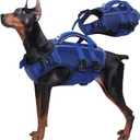 Kuoser Dog Life Jacket High Flotation, Reflective Dogs Life Vest for Swimming Boating, Adjustable Small Medium Large Dog lifejacket, Lightweight Dogs Life Preserver Rescue Handle Spring Summer Pool (XXL (Chest Girth:30.7-38.5''), Navy Blue)