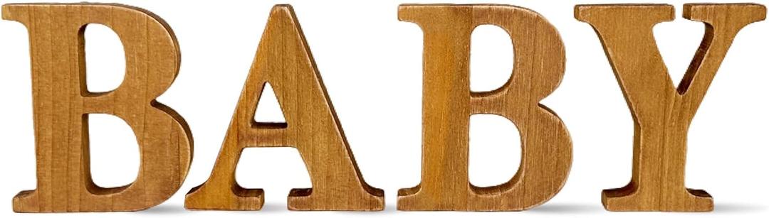 Small Wood Baby Letters for Rustic Baby Shower Decorations Gender Neutral Baby Shower Centerpiece Decor Gender Reveal Party Supplies