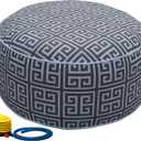 Kozyard Inflatable Ottoman Stool - Portable Round Pouf for Indoor/Outdoor Use - Perfect Small Foot Rest or Seating for Kids and Adults - Ideal for Camping or Home (Abstract Square)