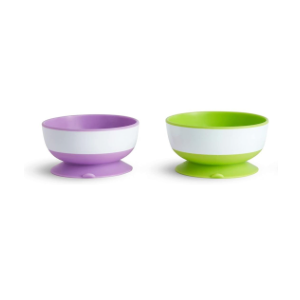 Munchkin Stay Put Suction Bowls for Baby and Toddler, 2 Pack, Blue/Green/Purple
