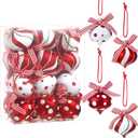 Syhood 24 Pcs Christmas Tree Ornaments, Christmas Ball Decorations Set, Shatterproof Baubles Xmas Tree Hanging Decor, Peppermint Candy Ball Red White Green Stripes Party Holiday (Classic,2.36 Inches)