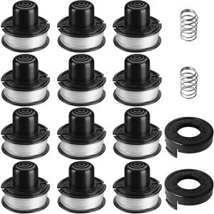 RS-136 String Trimmer Line 20ft 0.065" Compatible with Black+Decker Weed Eater Mode : ST1000 ST4500 ST4000 GE600 ST6800 CST800,16-Pack (12-Line Spool + 2Cap+2Spring)