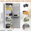White 33.46" Tall Sturdy Wall Safes Between the Studs 16" Centers, Fireproof in Wall Safe with Removable Shelf, Combination Lock Hidden Safe for Money Jewelry Passport Documents