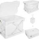 Storage Bags for Clothing, 14.8-Gallon Collapsible Vacuum Storage Boxes with Lids, Stackable Storage Bins for Blankets, Comforters, Bedding, and Underbed Storage, White (1-Pack)