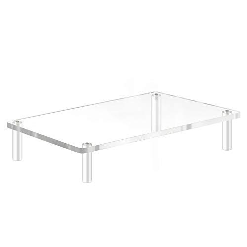 Yestbuy Acrylic Monitor Stand Riser, Clear Computer Monitor Riser, Desktop Organizer Stand for Office Accessories, Printer, Notebook, and All Flat Screen Display, Ergonomic Monitor Riser Stand