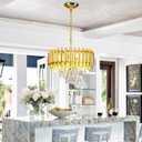 FRIXCHUR 16-Inch Modern Gold Crystal Chandelier, Ceiling Light Fixture, Adjustable Pendant Light – Suitable for Dining Room, Foyer, Kitchen and Bedroom