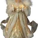 Kurt Adler UL 10-Light Angel Treetop Figurine, 10-Inch, Ivory and Gold