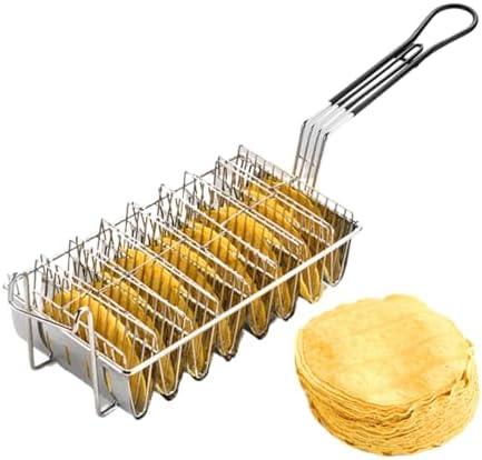 Taco Fryer Basket, Deep Fryer Taco Holder Basket V-Shaped Taco Shell Mold Taco Shell Fryer for Burritos and Tortillas (8 Shells)