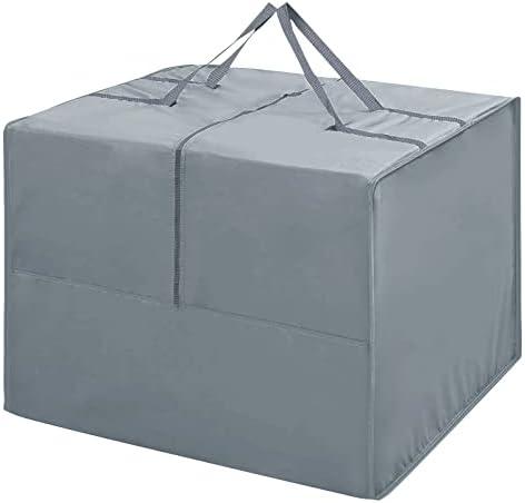 Outdoor Cushion Storage Bag Square Cushion Storage Bags Water Resistant All Weather Protection with Zipper and Handle Garden Furniture Cushion Carrying Bags-81x81x61cm/32"L x 32" W x 24" H (Grey)