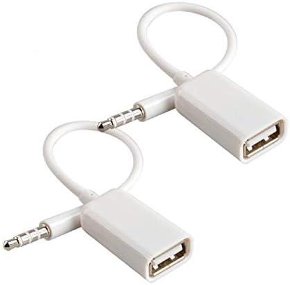 AUX to USB Adapter, 3.5mm Male Audio Jack to USB 2.0 Female Converter Cable, 2-Pack – Only for Car AUX-in with MP3 Decoder, Not for Headphones, Speakers, Computers, or MP3 Players