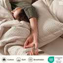 Bedsure PureWoven 100% Cotton Waffle Duvet Cover Set, 3 Pieces, Full, Beige