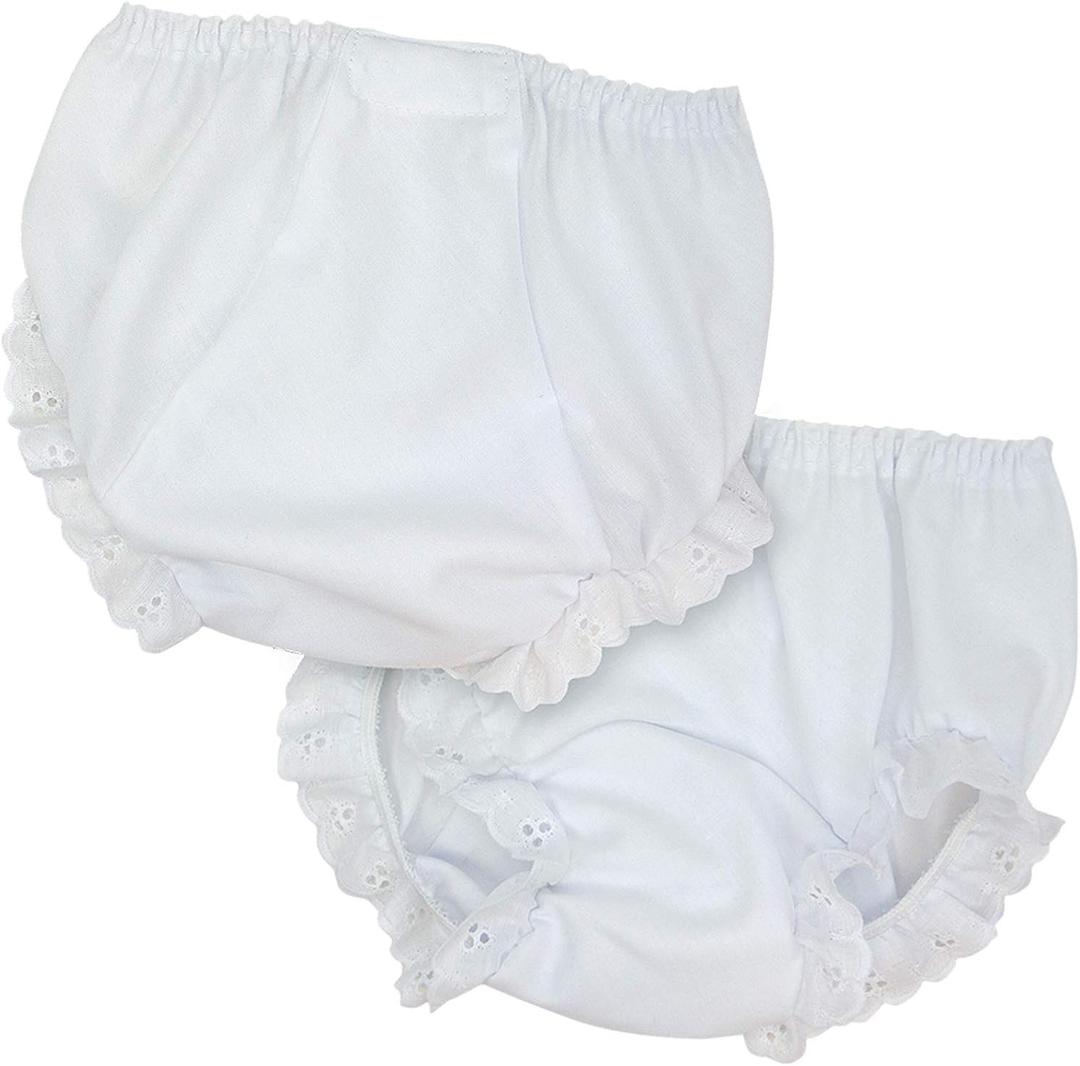 I.C. Collections Baby Girls White Double Seat Diaper Cover Bloomers, Size (6 Months)