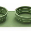 Collapsible Portable 2-in-1 Dog Bowl, Integrated Travel Dog/Cat Food Water Bowl, Silicone Foldable Expandable Bowl with Carabiner - Anti-Spill and Anti-Skid - for Camping/Traveling LPFLASAT