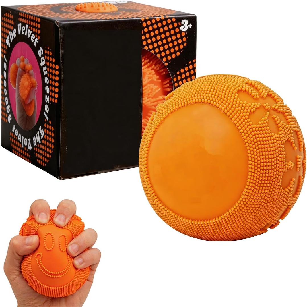 2 x Fuzz Ball Squishy Stress Ball ToyFuzzball SquishySoft Fidget Toy for Anxiety Relief, Sensory Squishy Ball Calming Tactile Grip for Soft Stress Relief Ball for Kids and Adults(Orange)