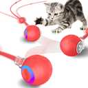 Smart Interactive Cat Dog Toys, Automatic Pet Toys for Bored Indoor Cats and Dogs, Motion Activated, USB Rechargeable, Christmas Pet Birthday Gifts (Red)