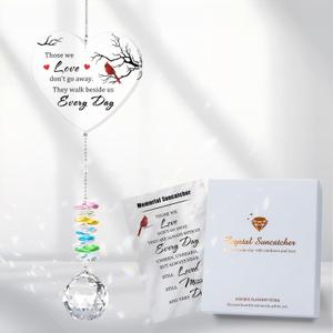 Memorial Gifts for Loss of Family, Sympathy Gift for Lose of Loved Ones, Funeral Gifts, Unique Bereavement Crystal Rainbow Maker, Heart Shaped Hanging Decorations for Daily Remembrance