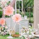 B-COOL Giant Artificial Flower for Reception Decoration: 5.58 ft Champagne Huge Artificial Paper Flowers with Standing Base Pink Faux Floral for Wedding Bridal Shower Party Decor Shop Window Display