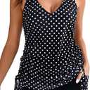 Halcurt Women's Two Piece Swimsuits Tankini Sets with Shorts and Pocket Tummy Control Drawstring Bathing Suit