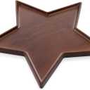 Picnic TIME Christmas Star Serving Tray, Holiday Appetizer Tray, Wooden Charcuterie Board, (Stained Parawood)