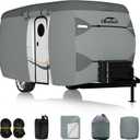 Travel Trailer Cover, 7 Layers Fiberglass Camper RV Cover (Fits 8' - 10' Trailers), Tear Resistant Waterproof Motohome Trailer Cover