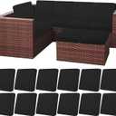 HEBE Outdoor Patio Cushion Covers Set of 12 Waterproof Stretch Seat Cushion Cover for Patio Furniture Clearance Outdoor Sofa Cushion Cover Replacement Couch Slipcovers Chair Seat Cover (Black)