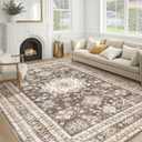 Vintage Living Room Area Rug 10x12 - Large Soft Washable Oriental Traditional Distressed Farmhouse Rugs for Bedroom - Indoor Floor Accent Carpet for Home Office House Decor - Dark Brown