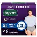 Depend Night Defense Adult Diapers, Incontinence Underwear for Men, Disposable, Overnight, Extra-Large, Grey, 48 Count (4 Packs of 12), 