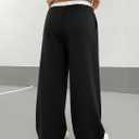 SOLY HUX Women's Camo Pants Wide Leg Baggy Sweatpants Elastic Waist Drawstring Loose Pants Trendy Y2K Drawstring Trousers (Black, XS)