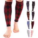 Doc Miller Calf Compression Sleeve  Footless Socks for Women & Men, 20-30mmHg, Shin Splint & Leg Cramp Support, Varicose Veins, Knee High, 1 Pair (Large, Black.red)