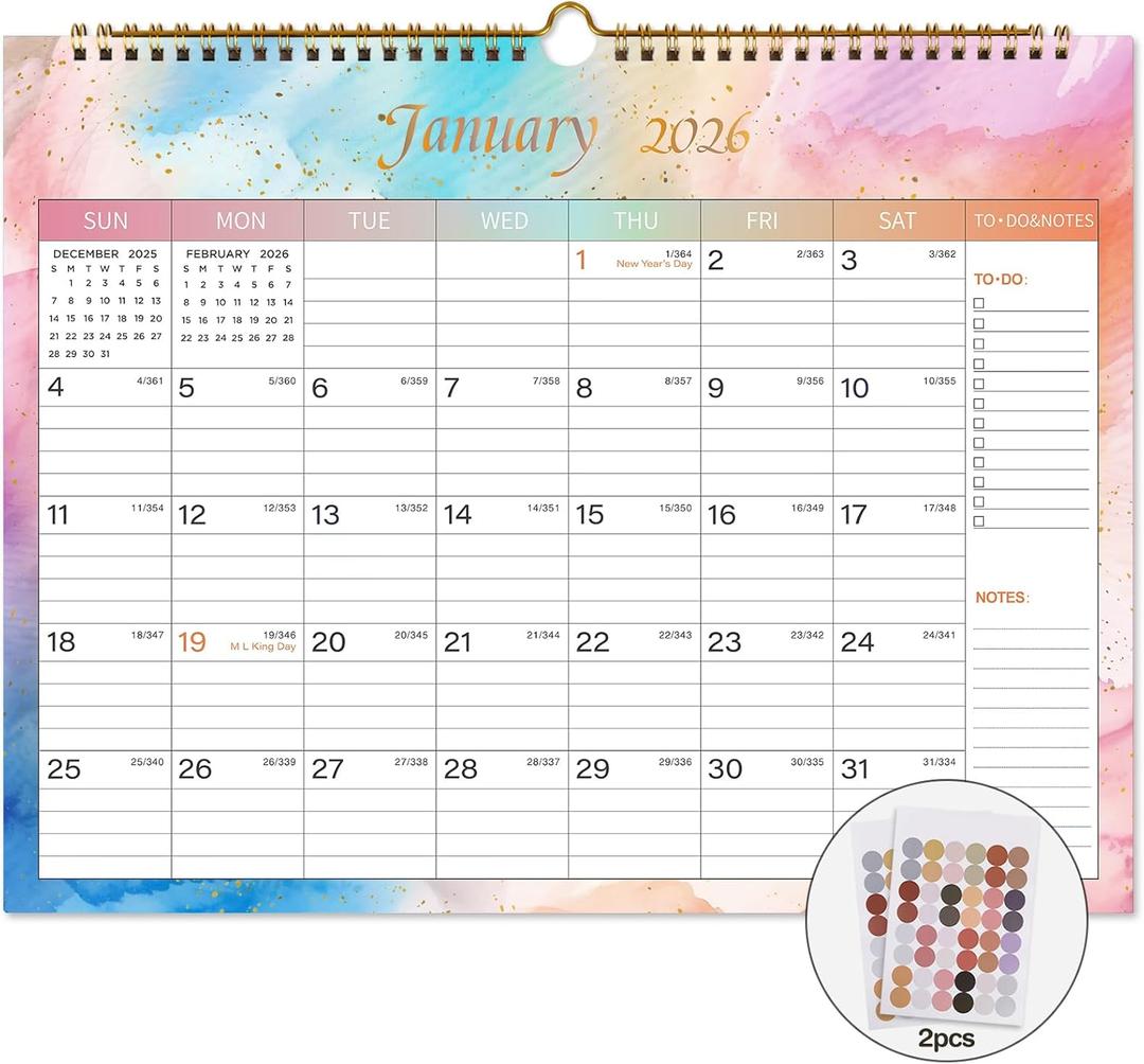 6 x Lbylyhxc 2026 Calendar - Includes January 2026 to December 2026-12 Monthly Wall Calendar 2026, 14.8 x 11.5 Inches.Thick Paper with Julian Dates and Block for New Year and Christmas Presents (Large Colorful)