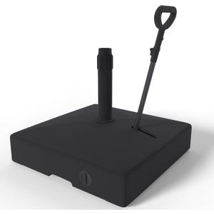 Patio Umbrella Base Stand, Heavy Duty Black Stand with Pull Rod & Wheels