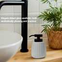 Luxflowing Ribbed Glass Hand Soap Dispenser, White and Black, 13.5oz | Wide Pump, Matte Fluted, Refillable, For Bathroom and Kitchen