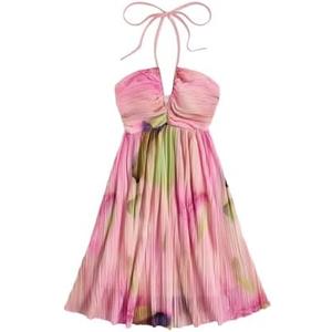 SOLY HUX Women's Tie Dye Cami Dress Halter Backless Sleeveless A Line Short Summer Dresses Sundress Size L