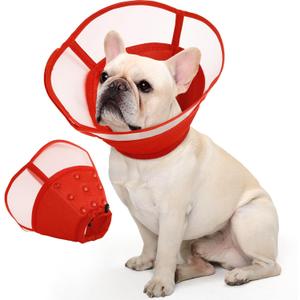 Allroaring Dog Cone, Soft Dog Cones for Small Dogs, Adjustable Doggie Cone Collar to Stop Licking, Professional Pet Recovery Cones E-Collar for Dogs Aftert Surgery Wound Healing, Red S (Small (Neck Girth: 9.4"- 11.8"))