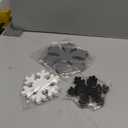 Bucherry 3 Pcs Winter Wooden Snowflake Decor Rustic Winter Snowflake Table Signs Wonderland Wood Blocks Farmhouse Christmas Tiered Tray Decorations for Xmas Table Shelf(Gray, White, Black)