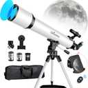 Telescope 80mm Aperture 800mm -Magnification 24-240X, Astronomical Portable Refracting Telescope Fully Multi-Coated High Transmission Coatings AZ Mount with Tripod &Wireless Control & Carrying Bag (80080)