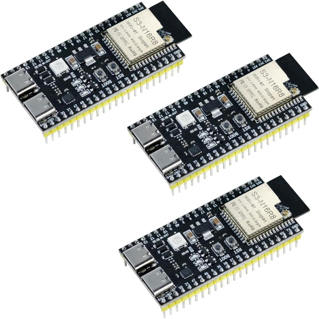 3Pack ESP32-S3 Development Board N16R8 MCU with Dual-Mode Wi-Fi Bluetooth Type-C, Compatible with Arduino IoT ESP32-S3-WROOM-1