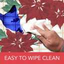 Covers For The Home Deluxe Elastic Edged Flannel Backed Vinyl Fitted Table Cover - Christmas Flower Pattern - Small Round - Fits Tables up to 40" - 44" Diameter